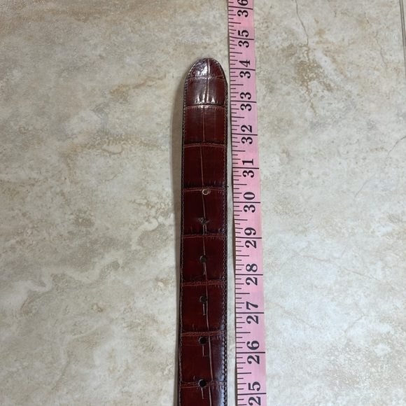 Brighton Belt Embossed Alligator Buckle Croc Leather Vintage Brown Silver Size M - Picture 11 of 12